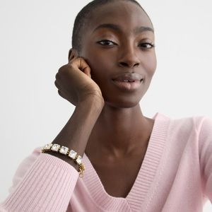 NWT J.Crew Square Faceted Gold Crystal Tennis Bracelet